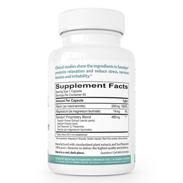 Seredyn Supplement Facts panel